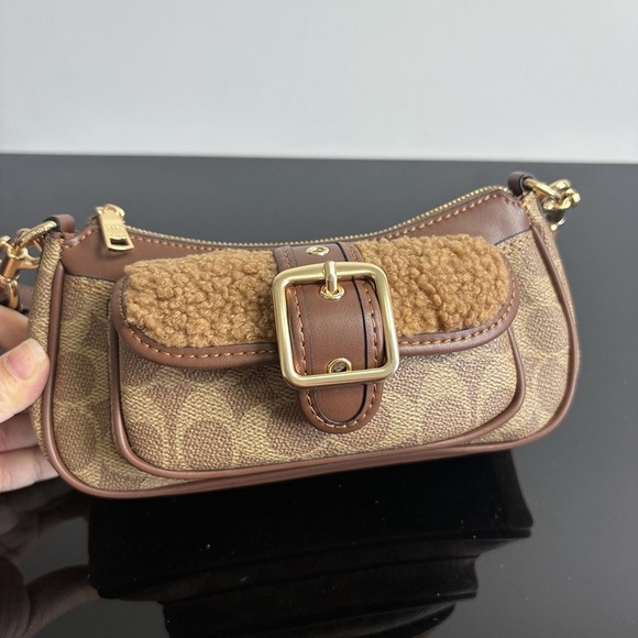 Coach Ashton Series Leather And Fur Patchwork Monogram Shoulder Bag - Picture 2 of 9